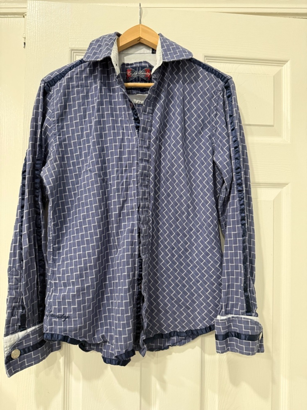 English Laundry Blue Geometric Print Button-Down Shirt